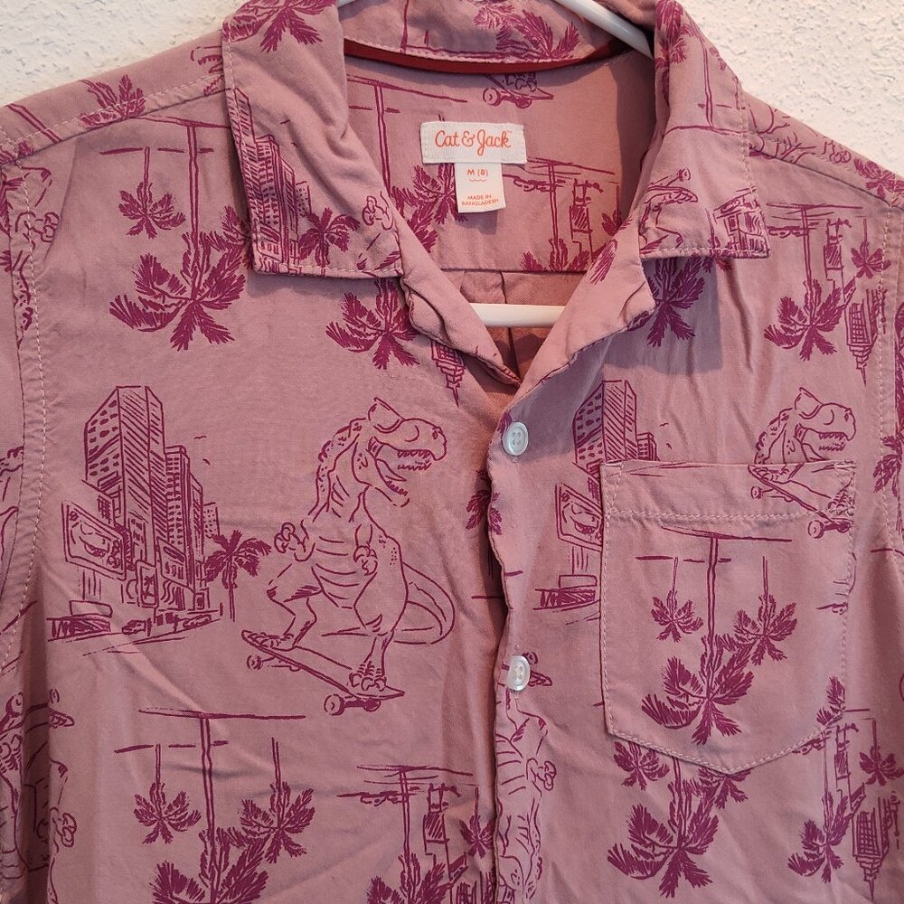 Cat & Jack, Boys & Girls Button Down, Dinosaurs, Palm Trees, M (8)